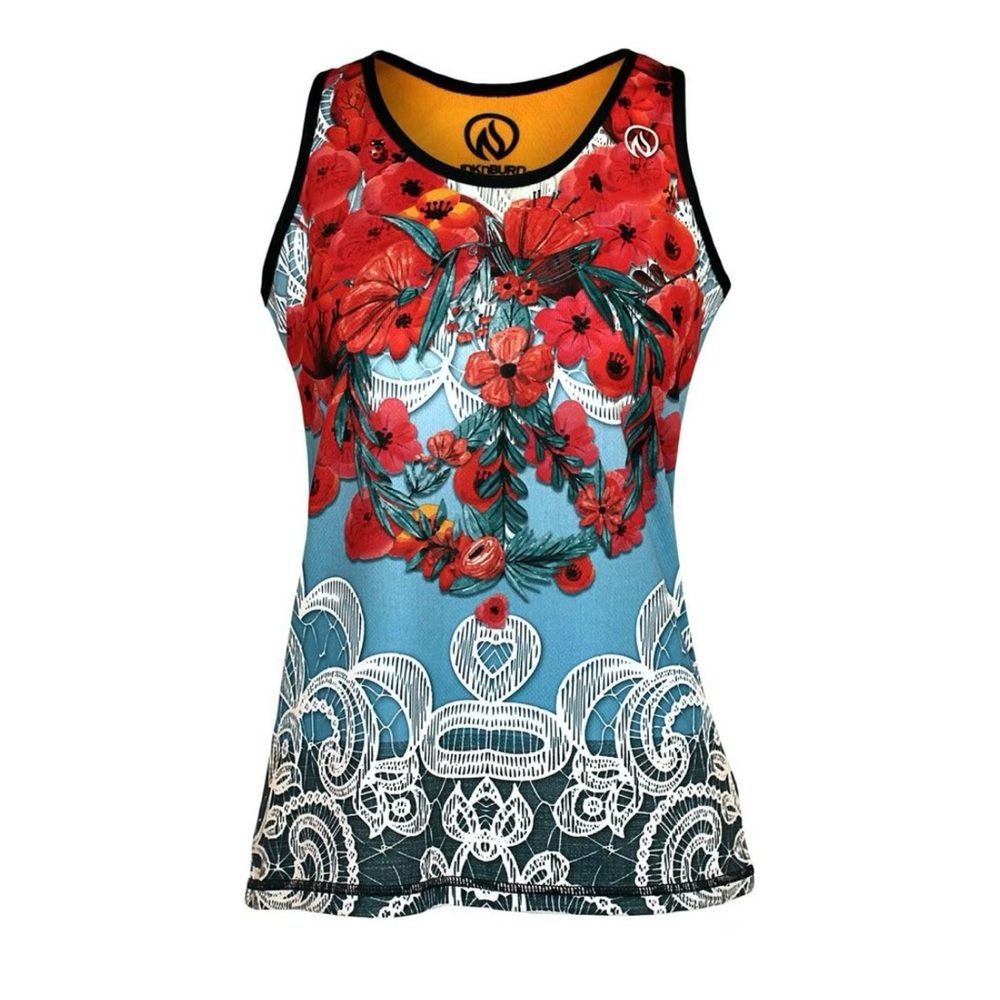 Inknburn Boho Large Tank Top Singlet L Running Tennis Golf Athletic Floral